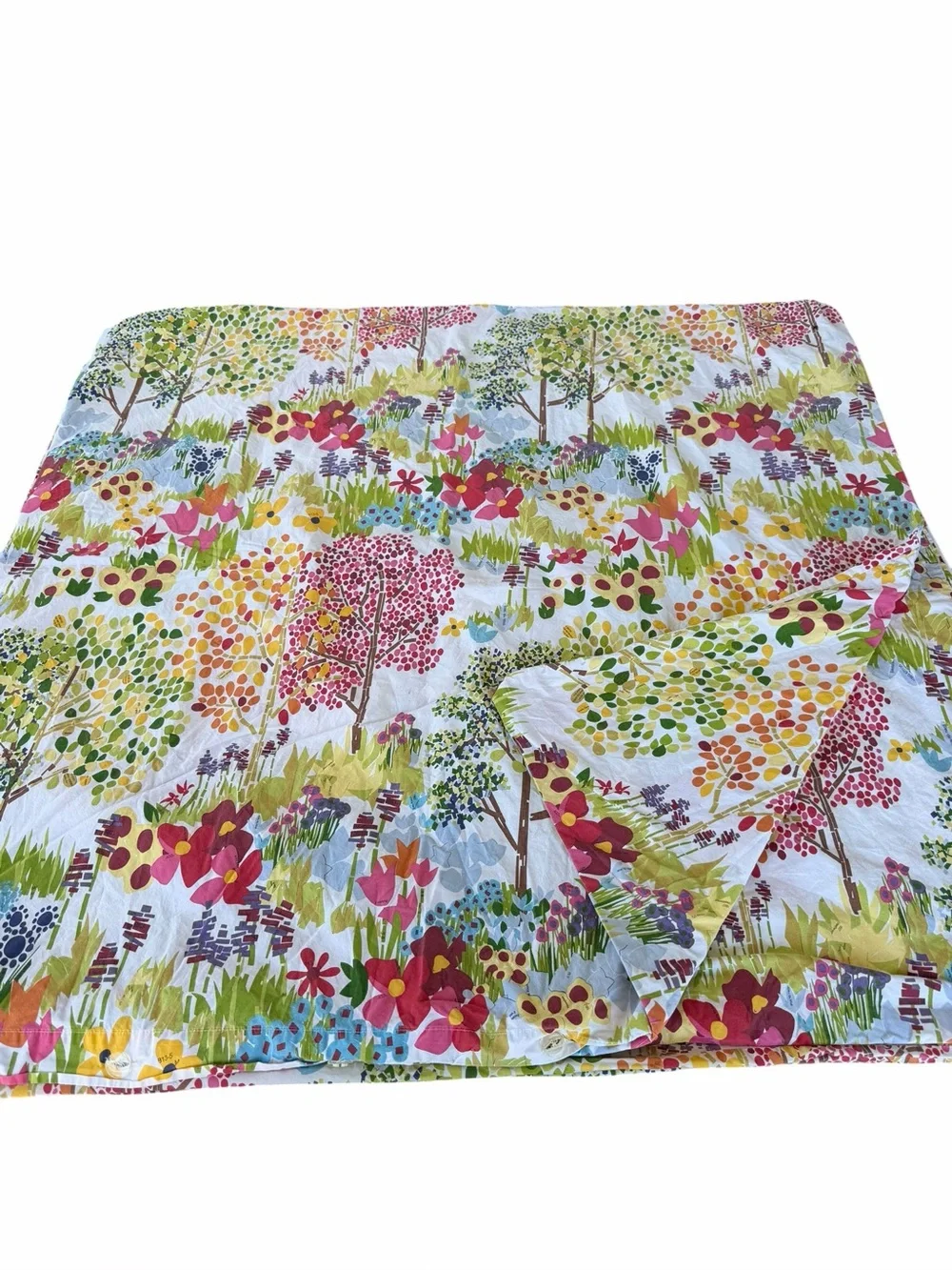 Pottery Barn Woodland Trees Paint by Number Organic Cotton Duvet Cover F/Q GUC